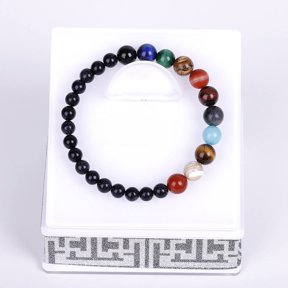 Stone de 8 mm de 8 mm Ocho planetas pulsera de pulsera